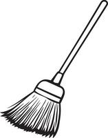 broom clean simple linear outline black illustration vector