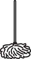 Black outline of a mop icon in a clean, simple design. vector