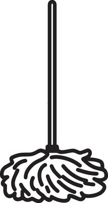Black outline of a mop icon in a clean, simple design.