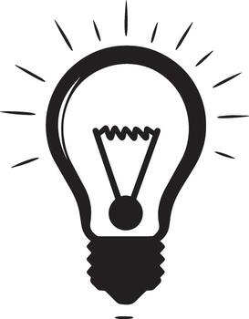 negro silueta de un bombilla icono con un limpio, sencillo diseño. vector
