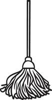Minimalistic black illustration of a mop with a linear outline. vector