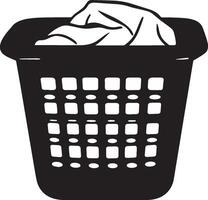 Crisp and clean black silhouette of a laundry basket icon in style. vector