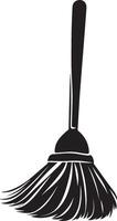 broom icon clean simple silhouette black illustration vector