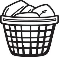 laundry-basket clean simple linear outline black illustration vector