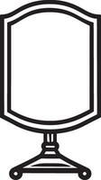 Minimalistic black illustration of a mirror symbol with an outline. vector