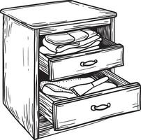 drawer clean simple linear outline black illustration vector