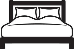 Clean and simple black outline of a bed icon. vector