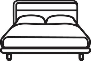 Black outline of a bed icon in a clean, simple design. vector