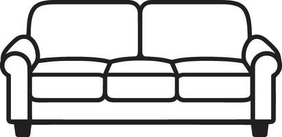 Minimalistic black illustration of a sofa symbol with an outline. vector