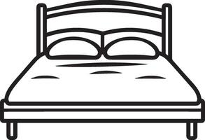 Minimalistic black illustration of a bed symbol with an outline. vector