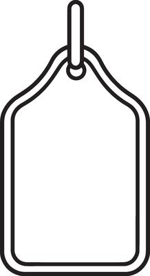 Clean and simple black linear outline of a price tag.