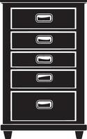 Filing Cabinet icon clean simple silhouette black illustration vector