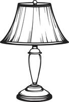 Black outline of a lamp in a clean, simple linear style. vector