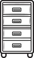 Filing Cabinet clean simple linear outline black illustration vector