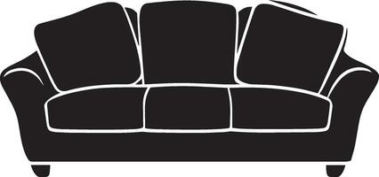 Clean and simple black silhouette of a sofa icon. vector