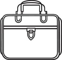 Clean and simple black linear outline of a business suitcase. vector