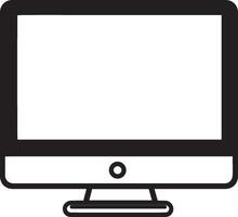 Clean and simple black outline of a computer icon. vector