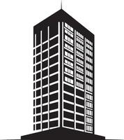 Black illustration of a clean, simple office building silhouette icon. vector