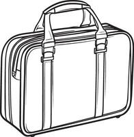 Minimalistic black illustration of a business suitcase with a linear outline. vector