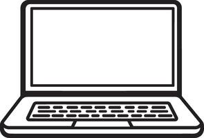 Minimalistic black illustration of a laptop symbol with an outline. vector