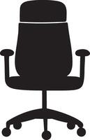 Black illustration of a clean, simple office chair silhouette icon. vector