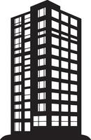 Minimalist office building icon silhouette in black design. vector