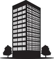 Office building simple, clean silhouette icon in black illustration. vector