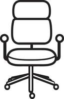 Black illustration of a clean, simple office chair outline icon. vector