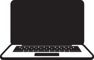 Clean and simple black silhouette of a laptop icon. vector