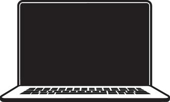 Minimalistic black illustration of a laptop symbol. vector