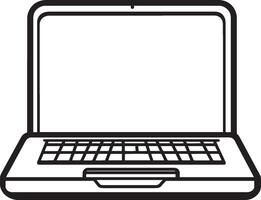 Clean and simple black outline of a laptop icon. vector