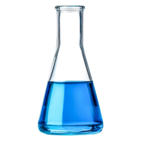 Blue Liquid in Laboratory Flask on Isolated Background png