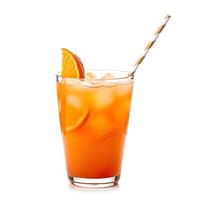 Orange juice with straw and orange slices photo