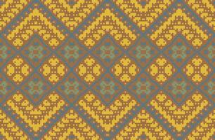 Boho Ikat Pattern Meaningfolk Embroidery, Aztec Geometric Ornament Print. Design for Carpet, Wallpaper, Clothing, Wrapping, Fabric vector