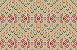 Aztec Pixel Ikat Pattern Designfolk Embroidery, Aztec Geometric Ornament Print. Design for Carpet, Wallpaper, Clothing, Wrapping, Fabric vector