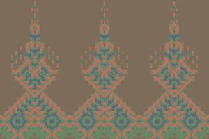 Pixel Geometric Seamless Abstract Geometric Patternfolk Embroidery, Aztec Geometric Ornament Print. Design for Carpet, Wallpaper, Clothing, Wrapping, Fabric vector