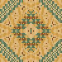 Zigzag Ikatee Patternfolk Embroidery, Aztec Geometric Ornament Print. Design for Carpet, Wallpaper, Clothing, Wrapping, Fabric vector