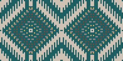 Fabric Texture Ikat Design Pattern Drawingfolk Embroidery, Aztec Geometric Ornament Print. Design for Carpet, Wallpaper, Clothing, Wrapping, Fabric vector