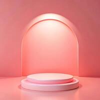 Elegant Pink Product Display Platform with Archway Background photo