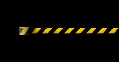 Warning tape and police line animation. Black and yellow line striped animation. Warning danger tape, Transparent background with alpha channel video
