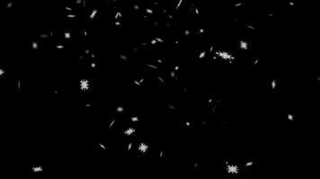 Falling snowflakes animation. White snowflakes flying in the air. Snowflakes, snow background. Winter snowfall animation, Transparent background with alpha channel video