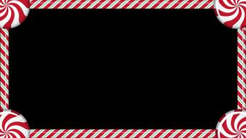 Rectangle candy cane frame animation with red and white striped lollipop pattern. Seamless animation, Transparent background with alpha channel video