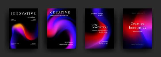 futuristic fluid gradient background template in set vector