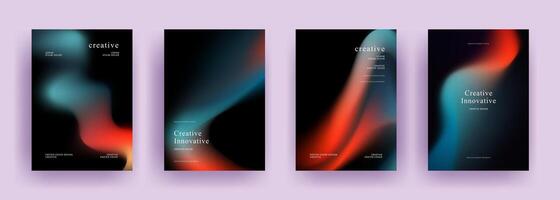 futuristic fluid gradient poster template in set vector