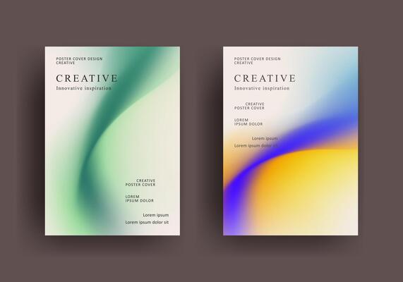 Creative covers or posters concept in modern minimal style for corporate identity, branding, social media advertising, promo. Minimalist cover design template with dynamic fluid gradient