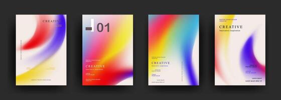 brochure cover design template with fluid gradient in set vector