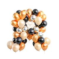 Elegant metallic balloon arrangement in gold black and silver for a party celebration or special event photo