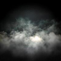Clouds on a black background with a light shining through photo