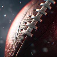 Closeup of a dynamic American football in motion. photo