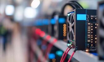 Crypto mining farm, GPUs, data center, server room, technology photo